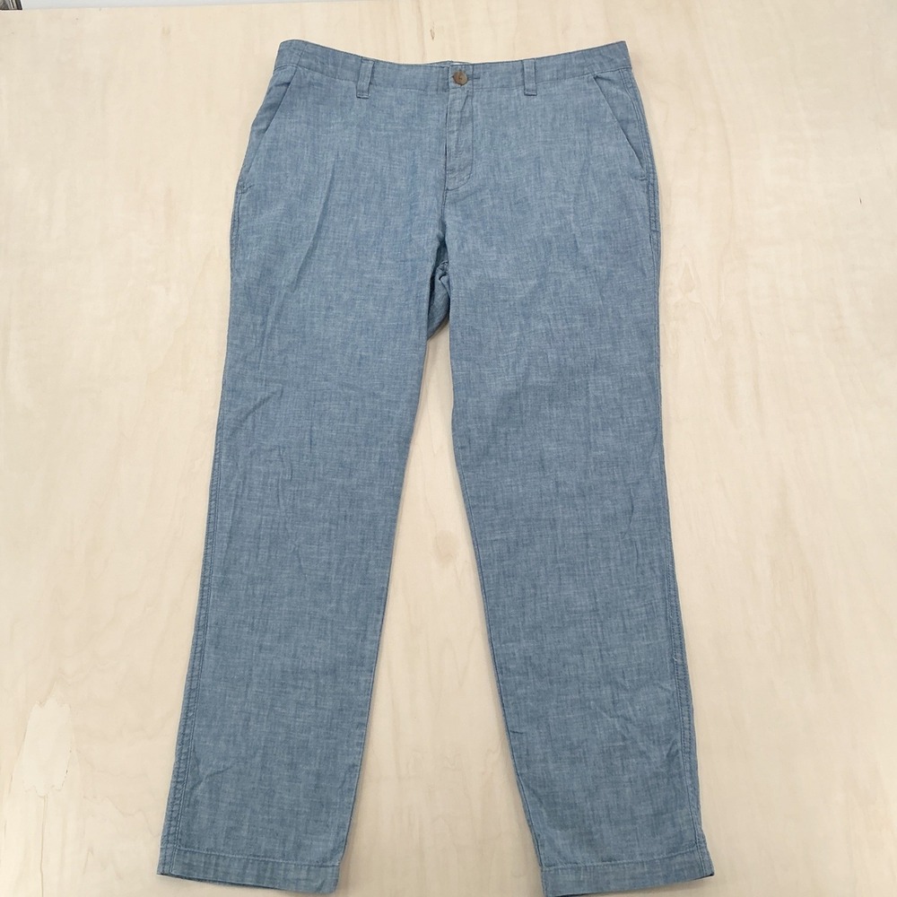 GAP Girlfriend Khaki Pants Womens 12 Blue Chambray Cotton Relaxed Lightweight